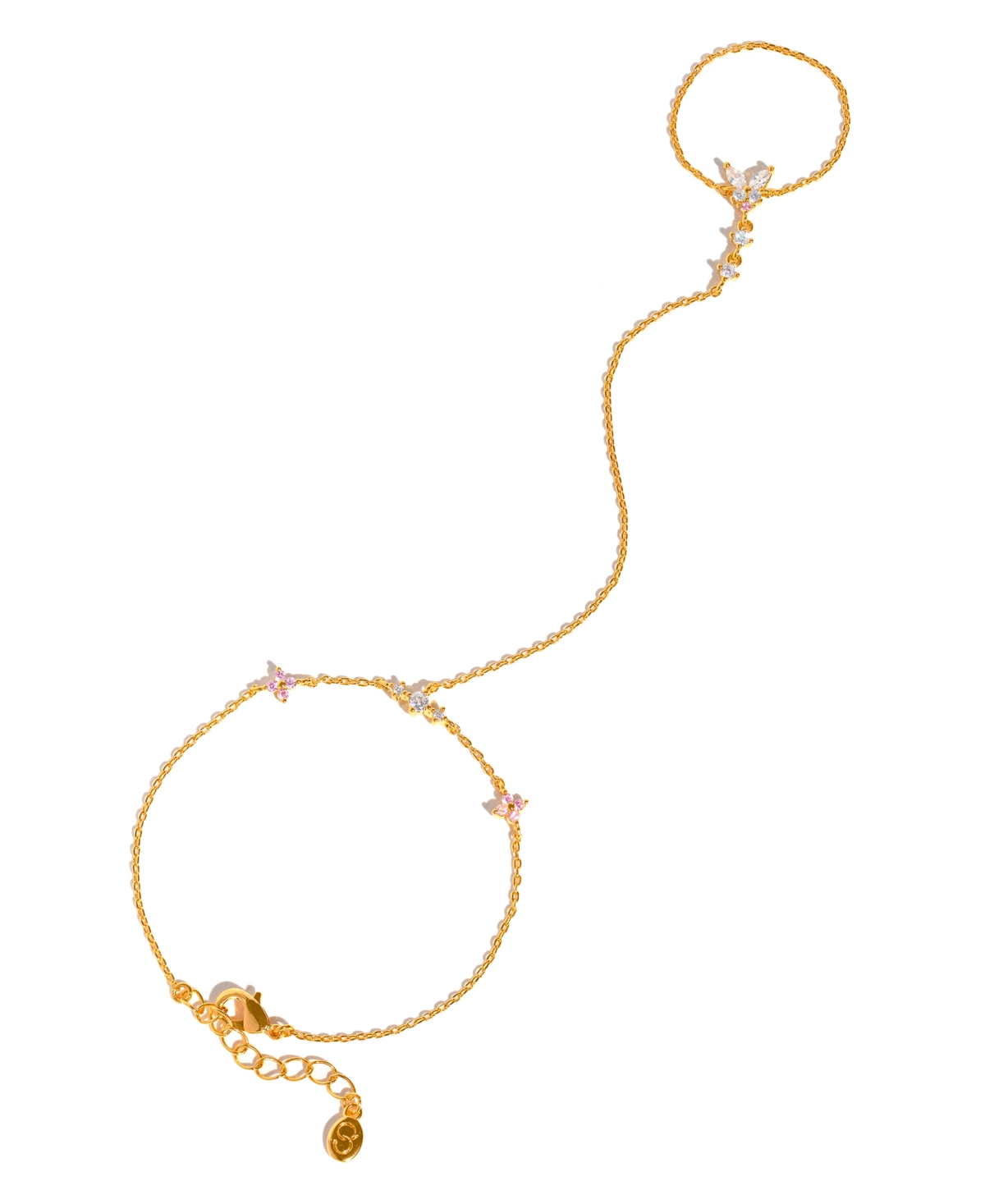 Girls Crew Crystal Gold Plated Flutter Over You Hand Chain In Gold