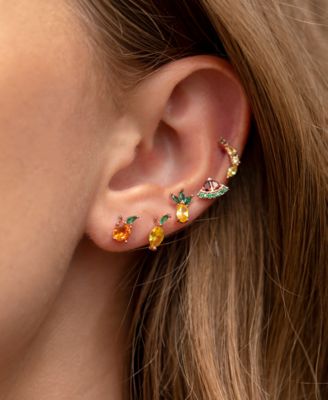 Crystal Gold Plated Orange Juice Studs