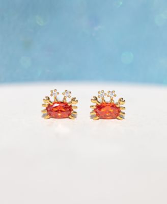 Crystal Gold Plated Cutie Crab Stud Earrings