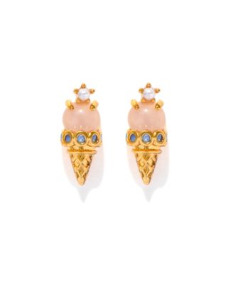 Crystal Gold Plated Ice Cream Shop Stud Earrings