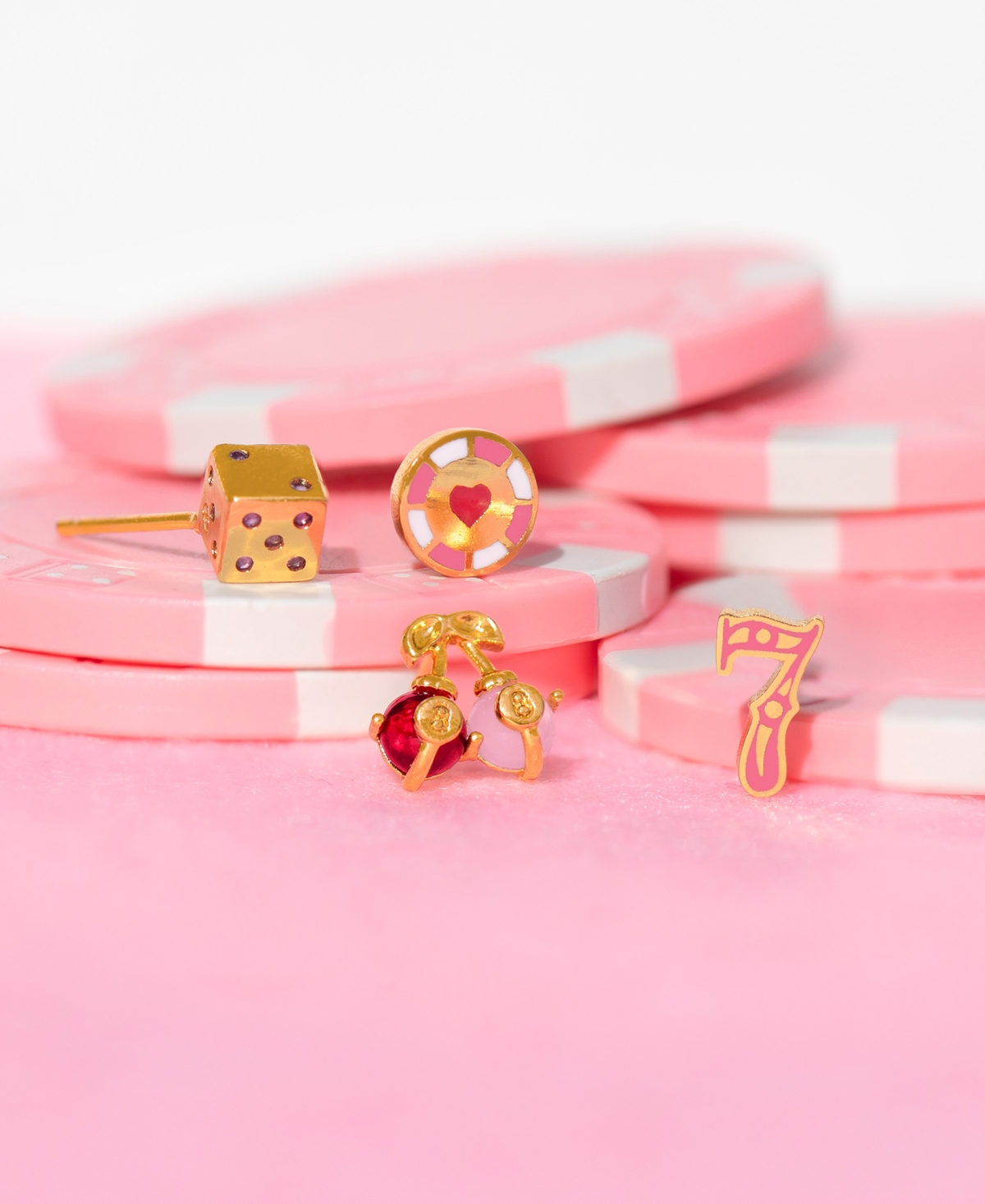 Girls Crew Crystal Gold Plated Feeling Lucky Stud Set