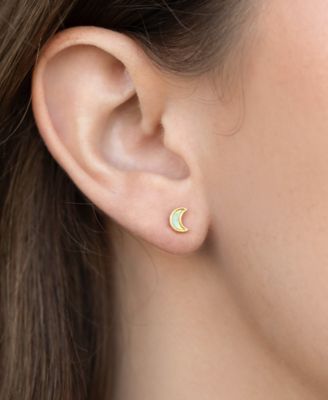 Crystal Mini Faux Opal Moon Studs