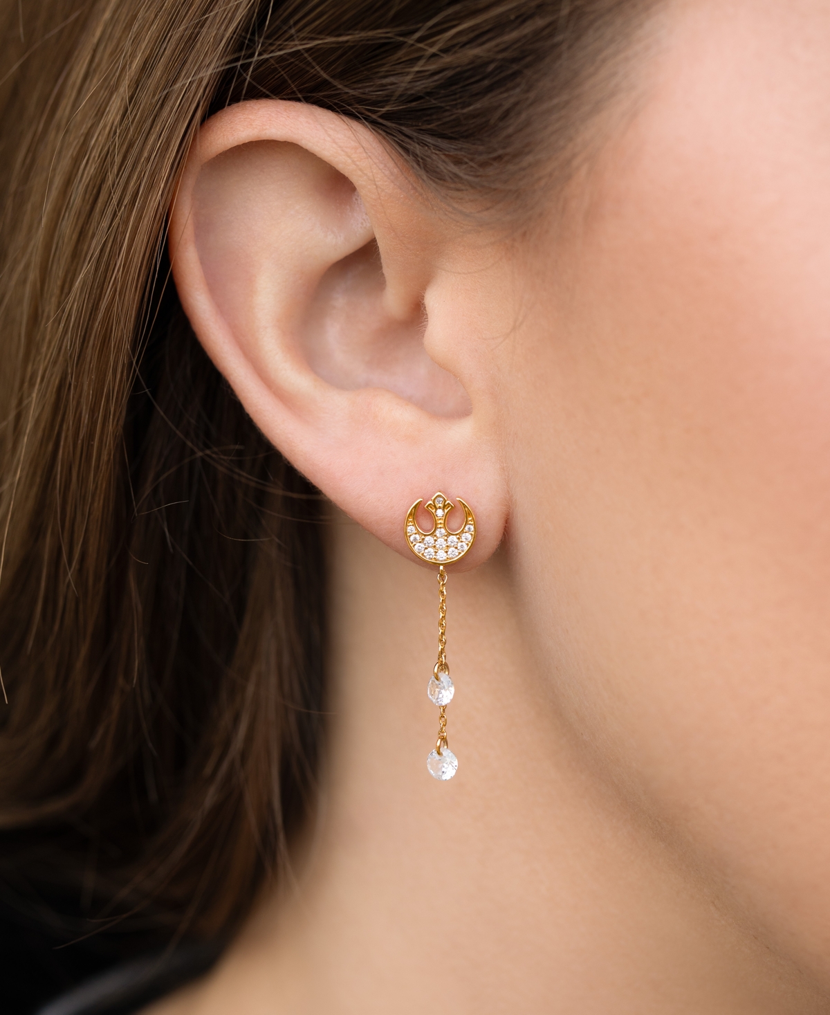 Girls Crew Crystal Star Wars Rebel Alliance Dangle Earrings In Gold
