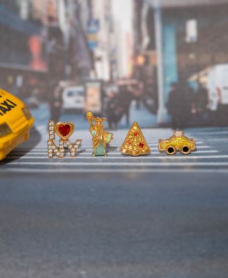 Crystal Gold Plated Big Apple Stud Set