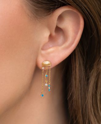 Crystal Jellyfish Gold Plated Dangle Earrings