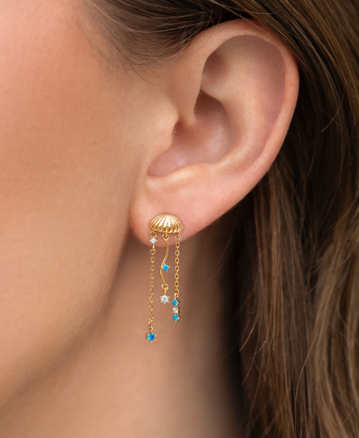 Girls Crew Crystal Jellyfish Gold Plated Dangle Earrings In Gold