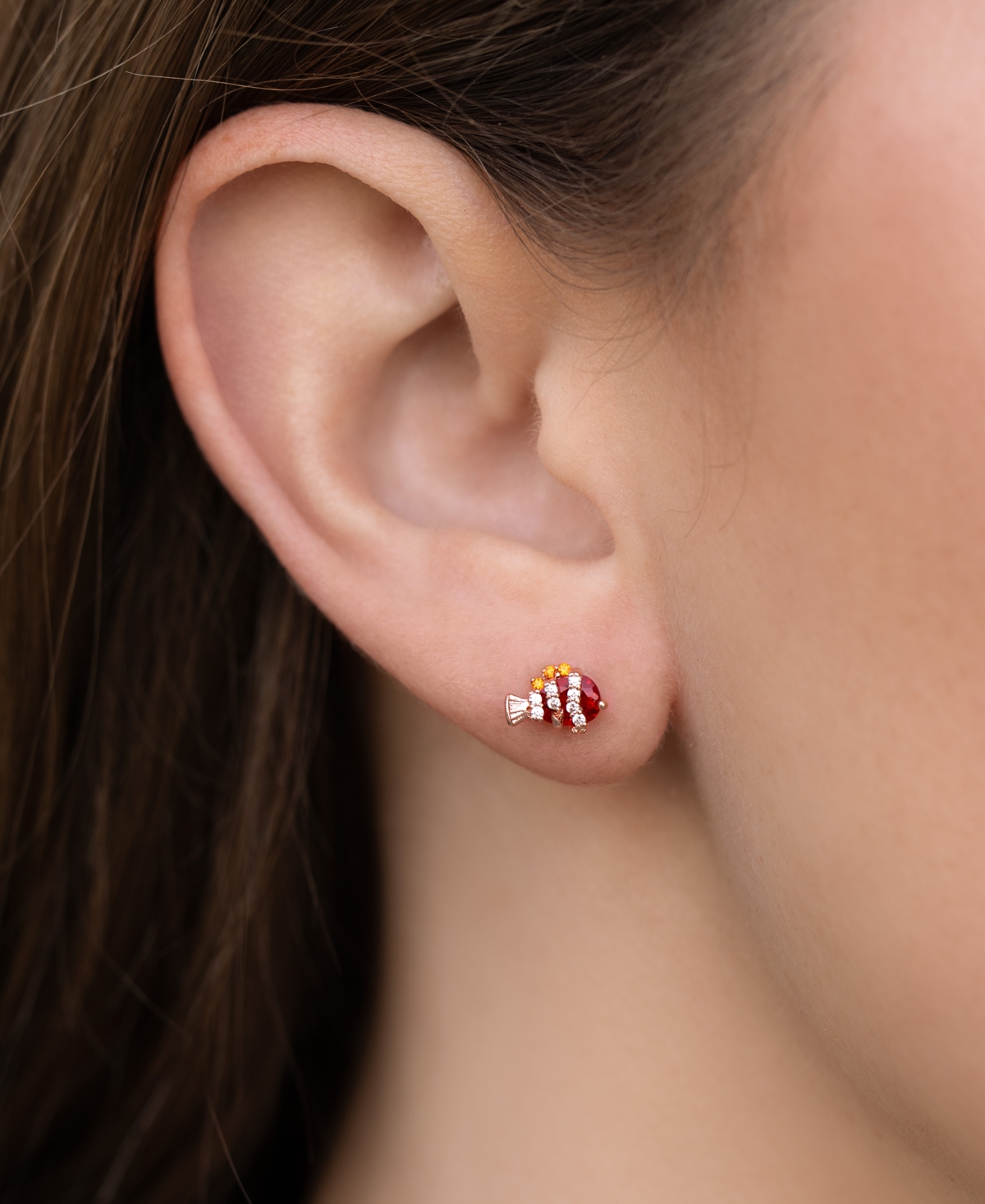 Girls Crew Crystal Gold Plated Pixar Finding Nemo Stud Earrings