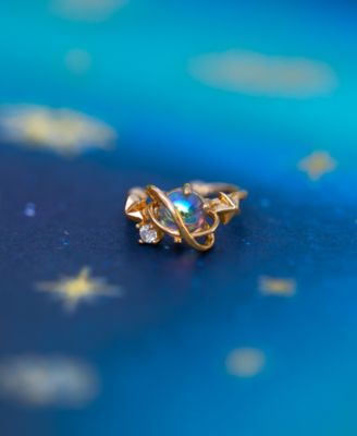 Crystal Gold Plated Rings of Neptune Cuff Earrings