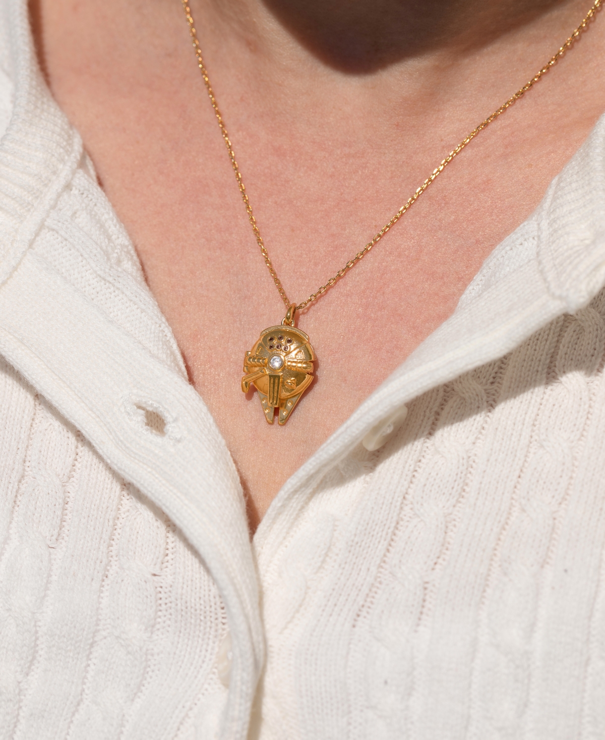 Girls Crew Star Wars Millennium Falcon Locket Gold Plated Necklace In Gold