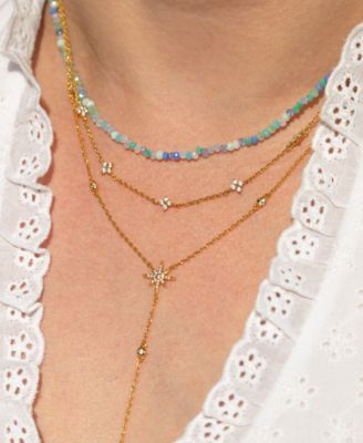 Crystal Blue Lagoon Gold Plated Beaded Necklace