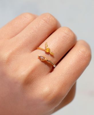 Gold Plated Harry Potter Golden Snitch Adjustable Crystal Rings