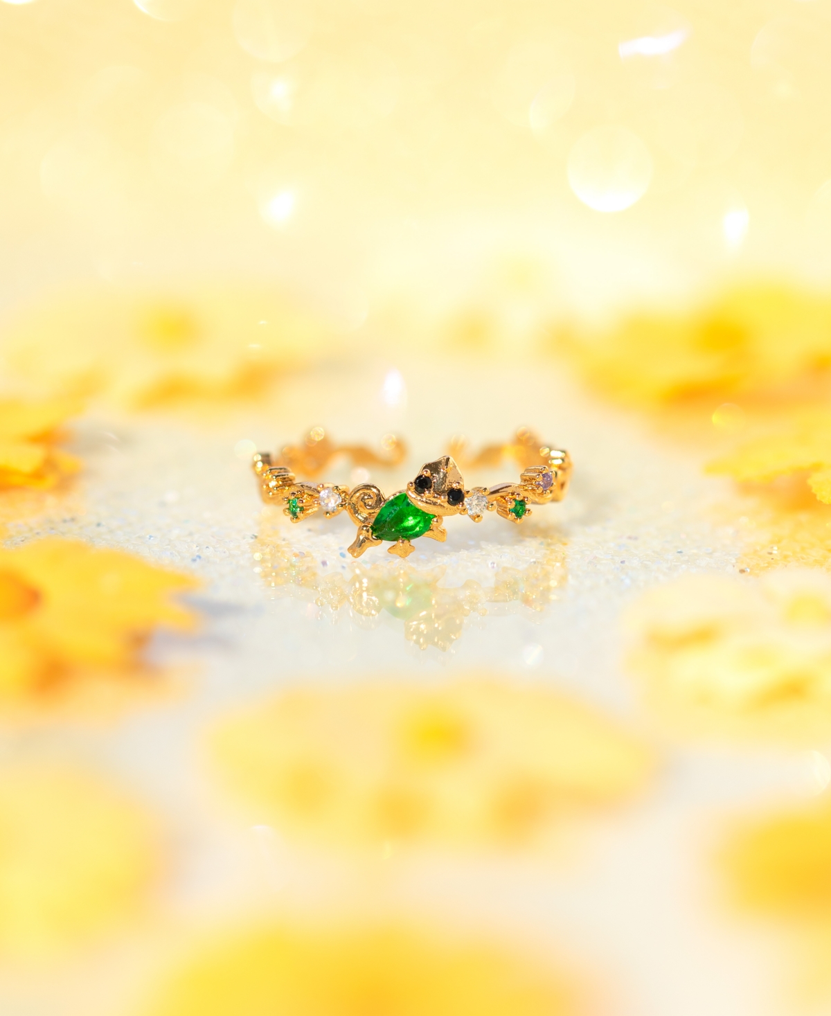 Girls Crew Disney Tangled Pascal Crystal Gold Plated Rings