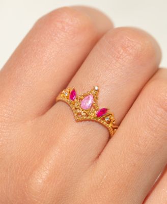 Disney Princess Sleeping Beauty Aurora Crystal Gold Plated Rings