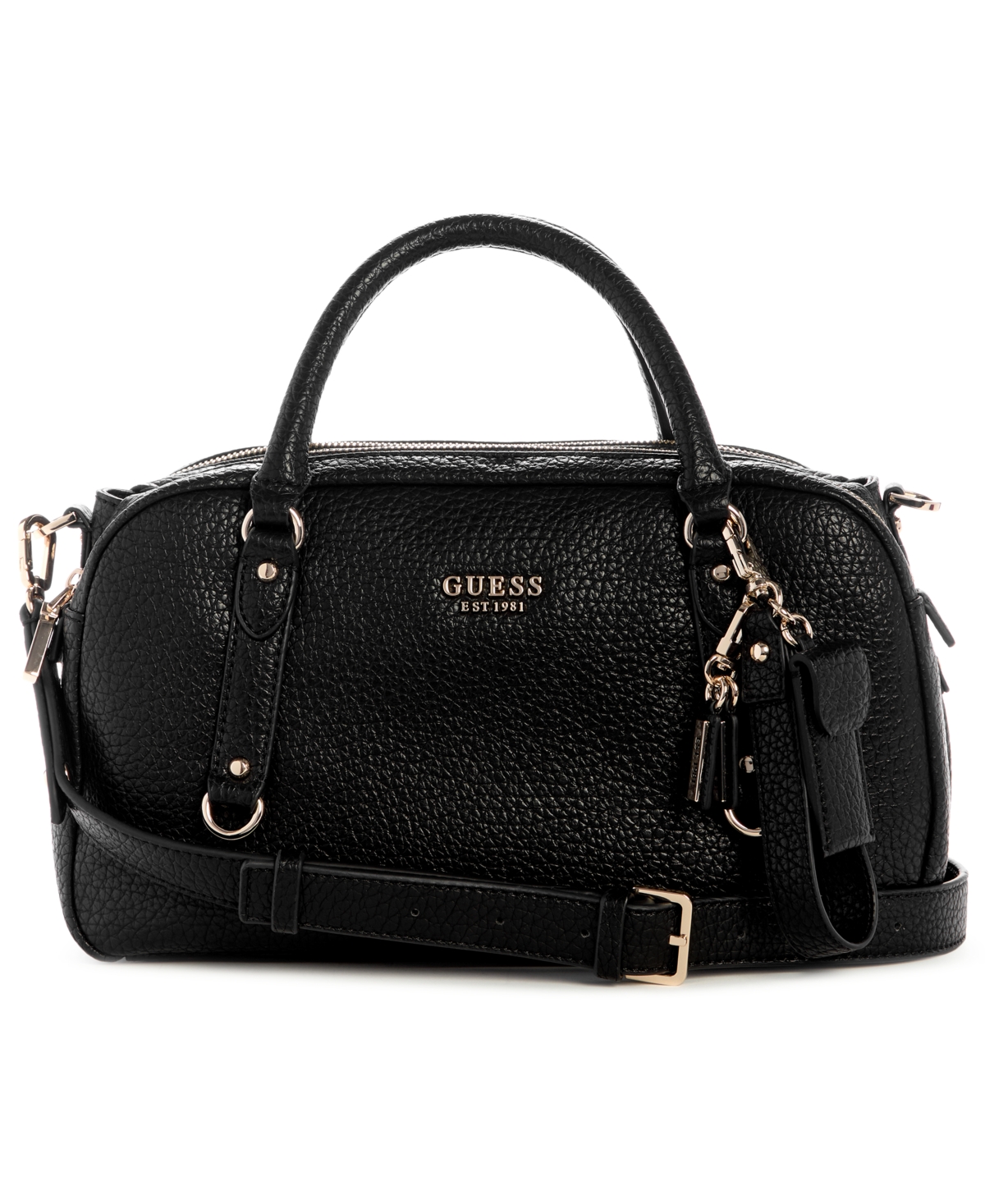 Guess Marsha Medium Box Satchel Bag In Black