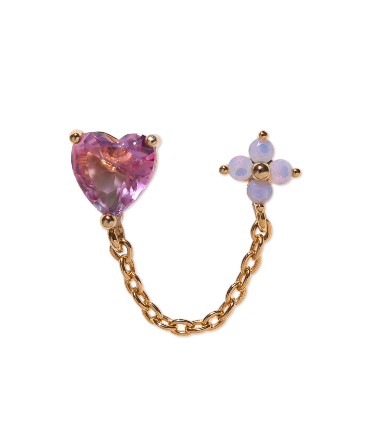 Girls Crew Gold Plated Love Blooms Double Crystal Piercing Style Earrings