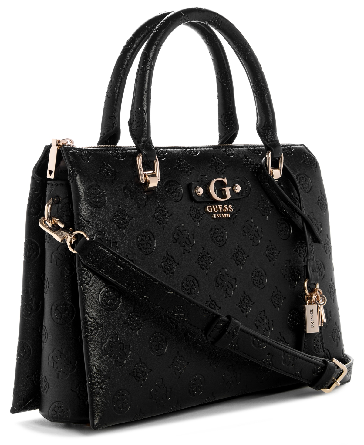 Guess Dita Multi Compartment Satchel Bag In Black