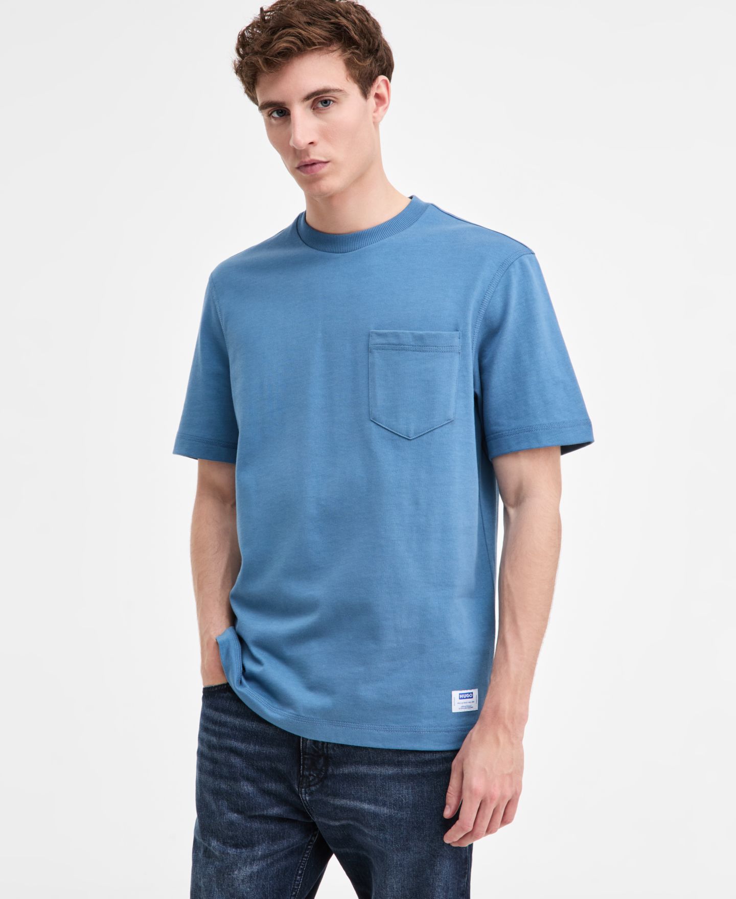 Мужская футболка Hugo Boss Nestite Cotton, цвет: Синий — фото 1
