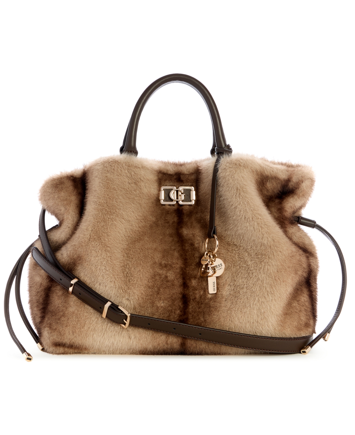 Guess Mavis Crossbody Satchel Bag In Brown