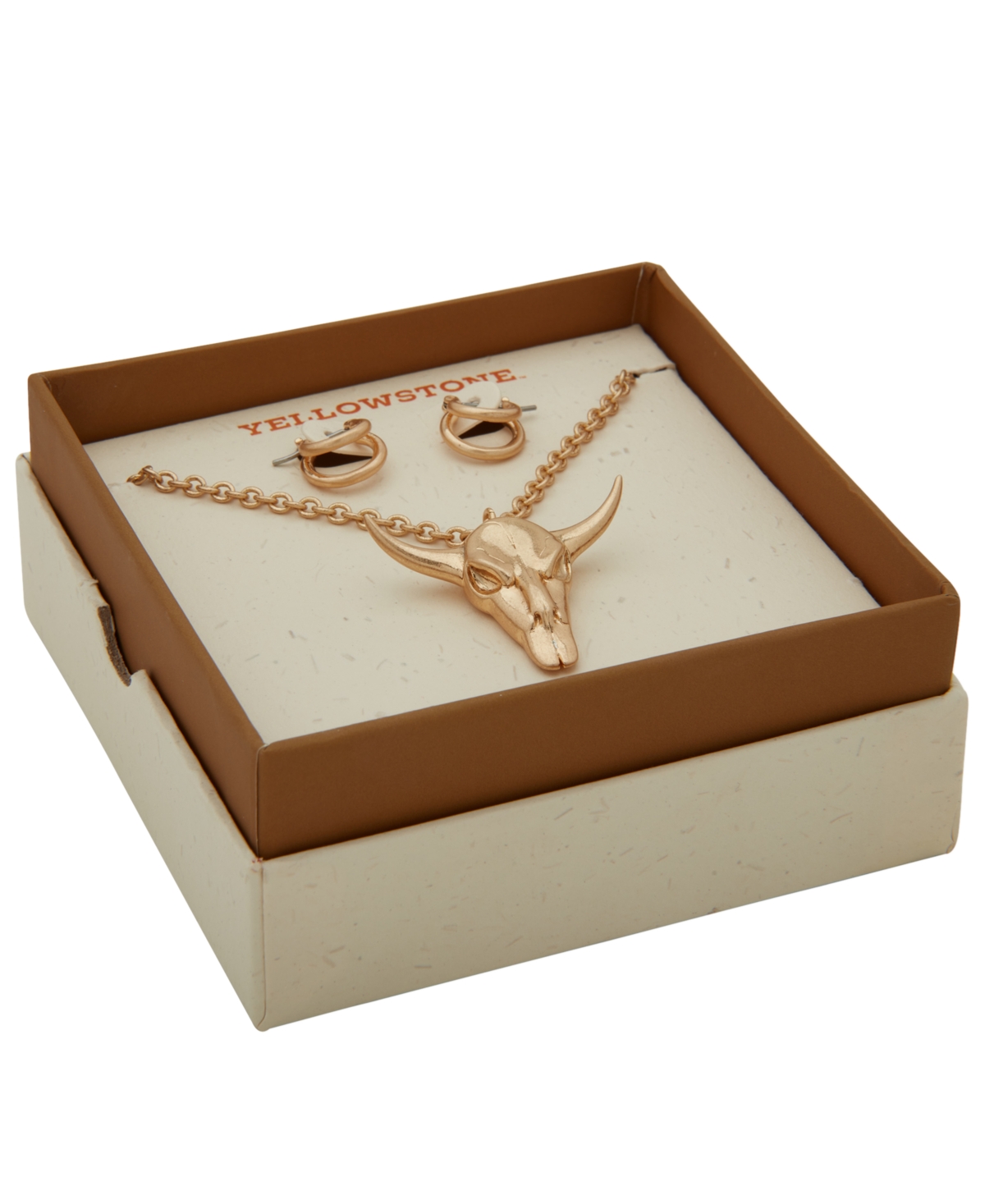 Yellowstone 2-Pc. Ram Pendant Necklace and Hoop Earrings Gift Set