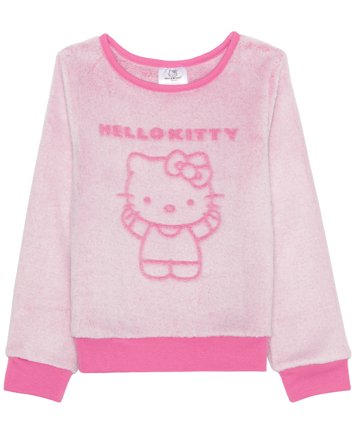 Hello Kitty Girls 7-14 Long Sleeve Debossed Pull-on Sweater In Pink