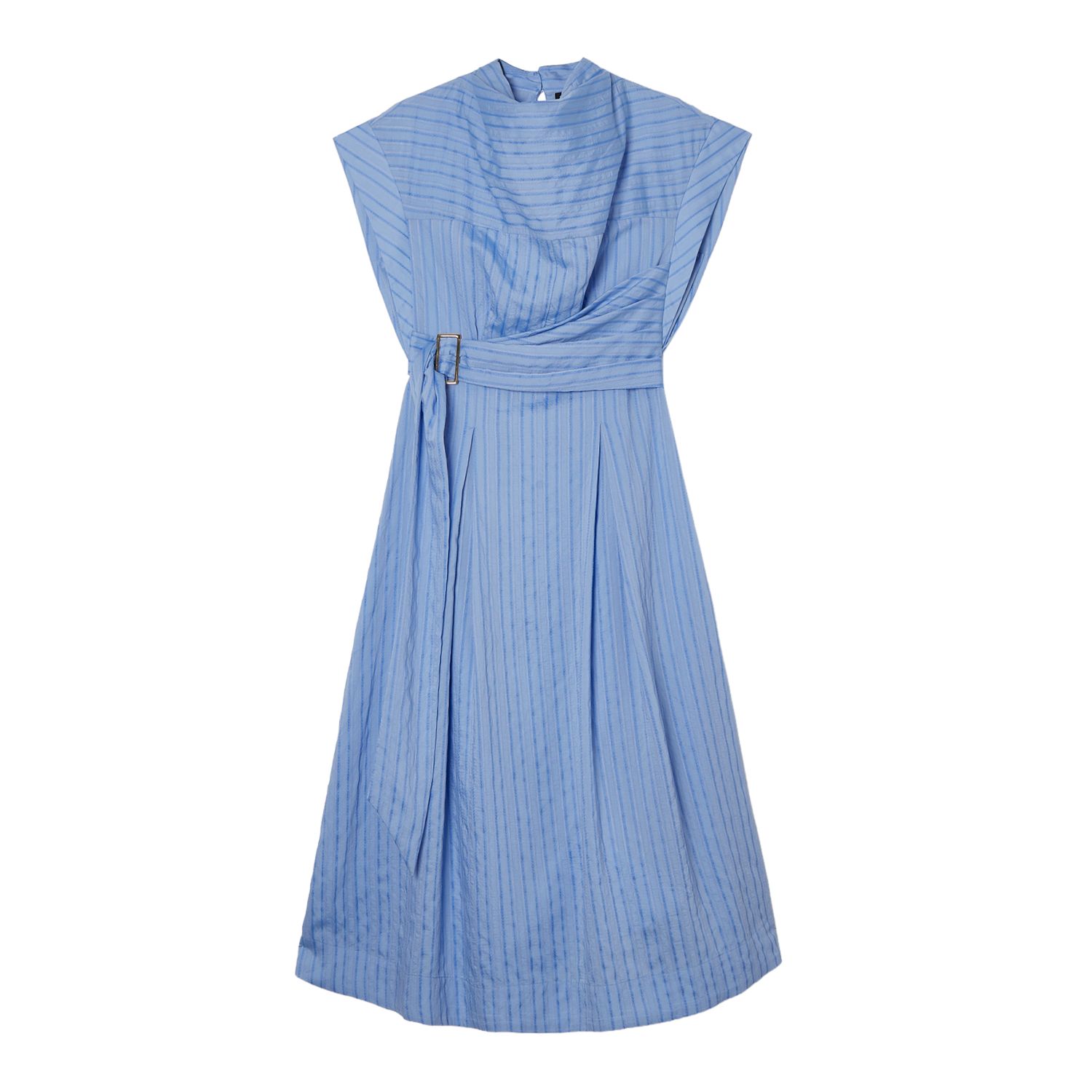 Women's Belted Woven Midi Shirt Dress