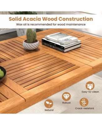 6-Person Outdoor Acacia Wood Dining Table w/ 1.96'' Umbrella Hole Rectangular