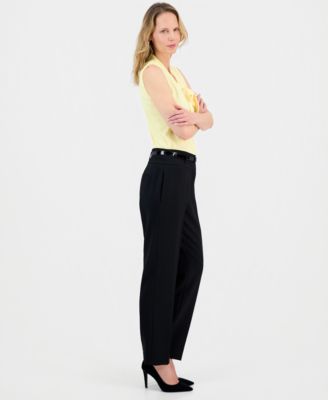 Women's Julia High-Rise Slim-Fit Belted Stretch Crepe Pants, Regular & Petite