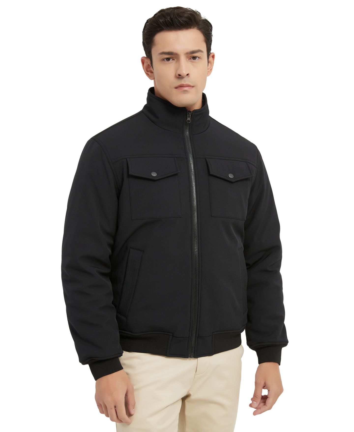 Мужская куртка Hawke & Co. Stand Collor Softshell Utility Bomber, цвет: Чёрный — фото 1