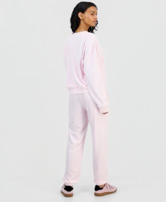 Grayson Threads, The Label Grayson Threads The Label Juniors Very Cherry Velour Sweatshirt Jogger Pants In Pink