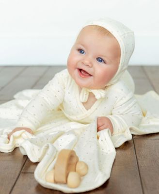 Kids Velour Dot Pattern Wrap Footie