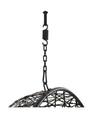 3pc Outdoor Resin Wicker Jackson Hanging Basket Egg Chair Swing with Cushions, Headrest, and Steel Stand Set