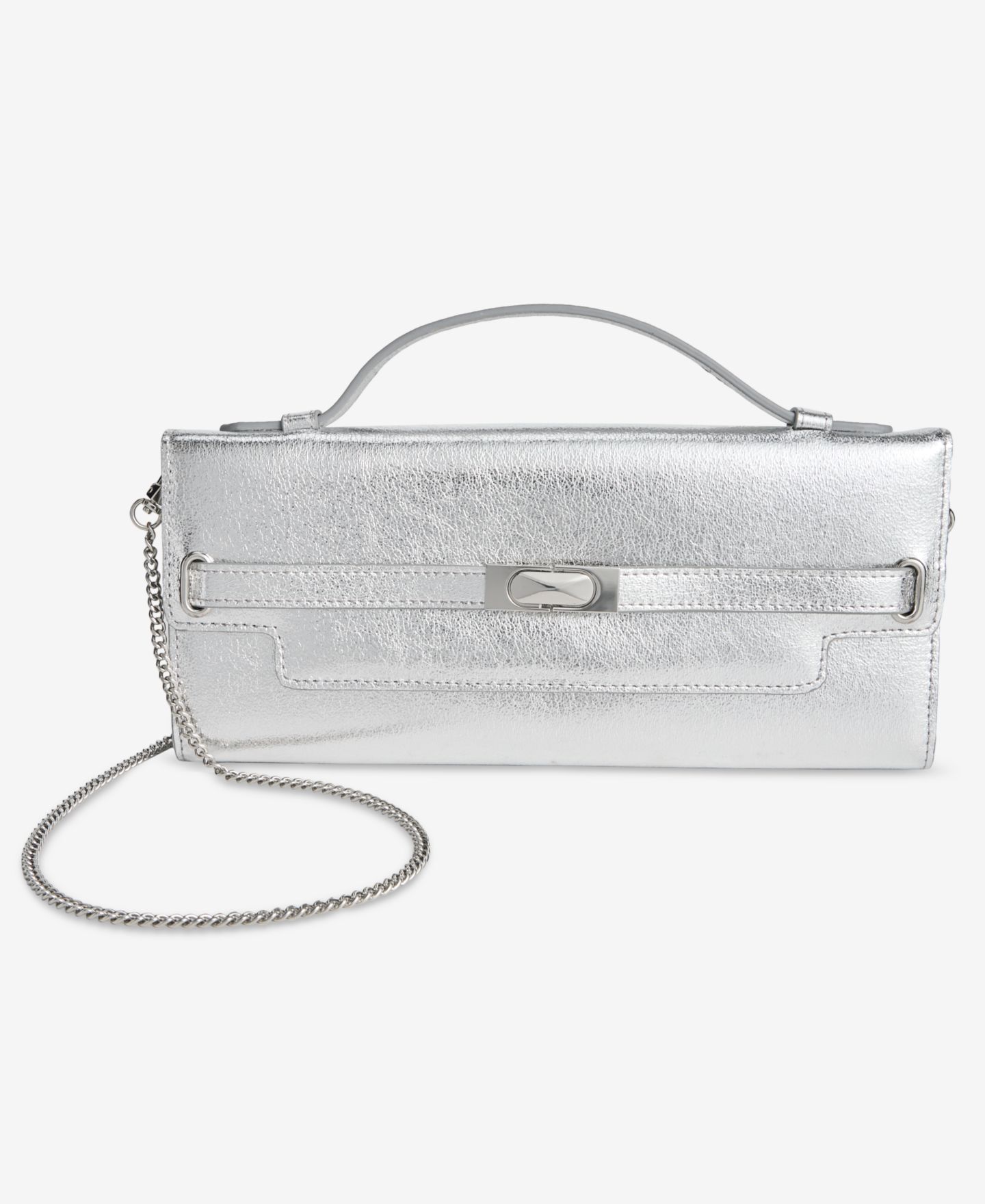 Женский клатч I.N.C. International Concepts Wyllah Metallic Clutch, цвет: Металлик серебряный — фото 1