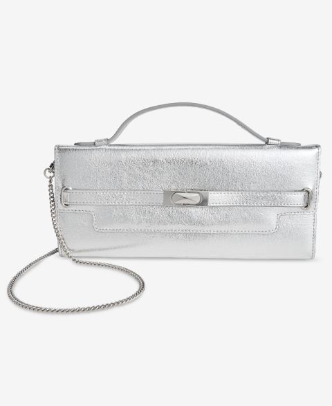 Женский клатч I.N.C. International Concepts Wyllah Metallic Clutch, цвет: Металлик серебряный
