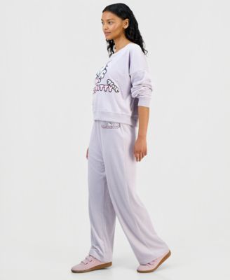 Grayson Threads, The Label Grayson Threads The Label Juniors Hello Kitty Velour Off The Shoulder Sweatshirt Joggers In Purple