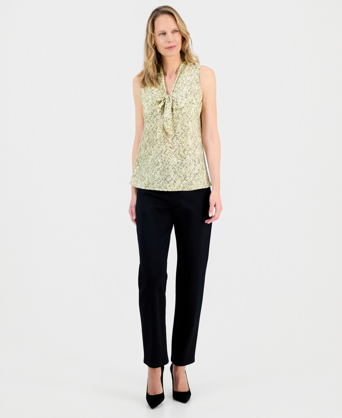 Kasper Women's Printed Satin Sleeveless Blouse In Multi