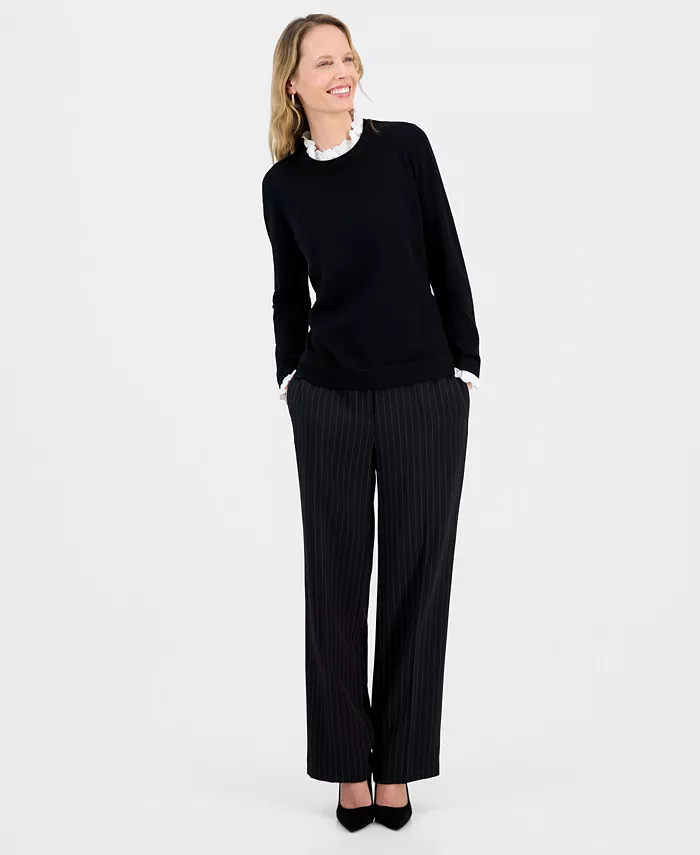 Women's Ruffle-Lace Collar Long-Sleeve Sweater - thumbnail 2