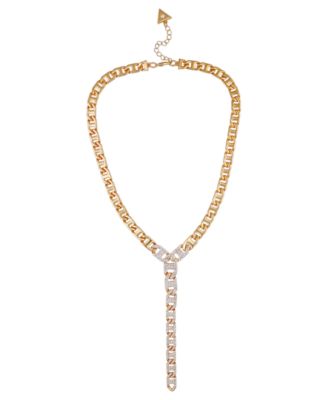 GUESS - Glass Stone Pave Y-Drop Necklace (also in Silver-Tone)