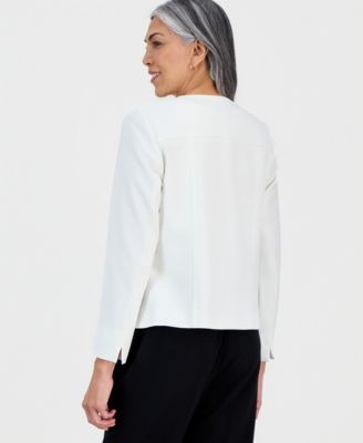 Women's Collarless Open-Front Long-Sleeve Jacket 