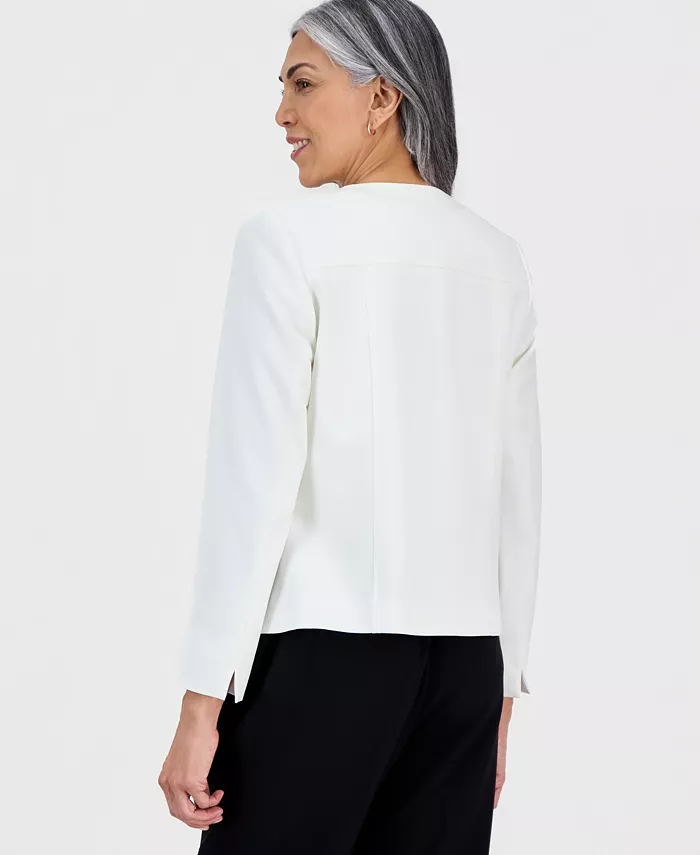 Women's Collarless Open-Front Long-Sleeve Jacket - thumbnail 5