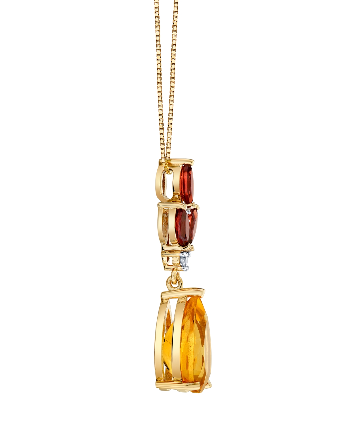 Macy's Citrine (2-9/10 ct. t.w.), Garnet (5/8 ct. t.w.) and Accent Diamond Necklace in 10K Yellow Gold