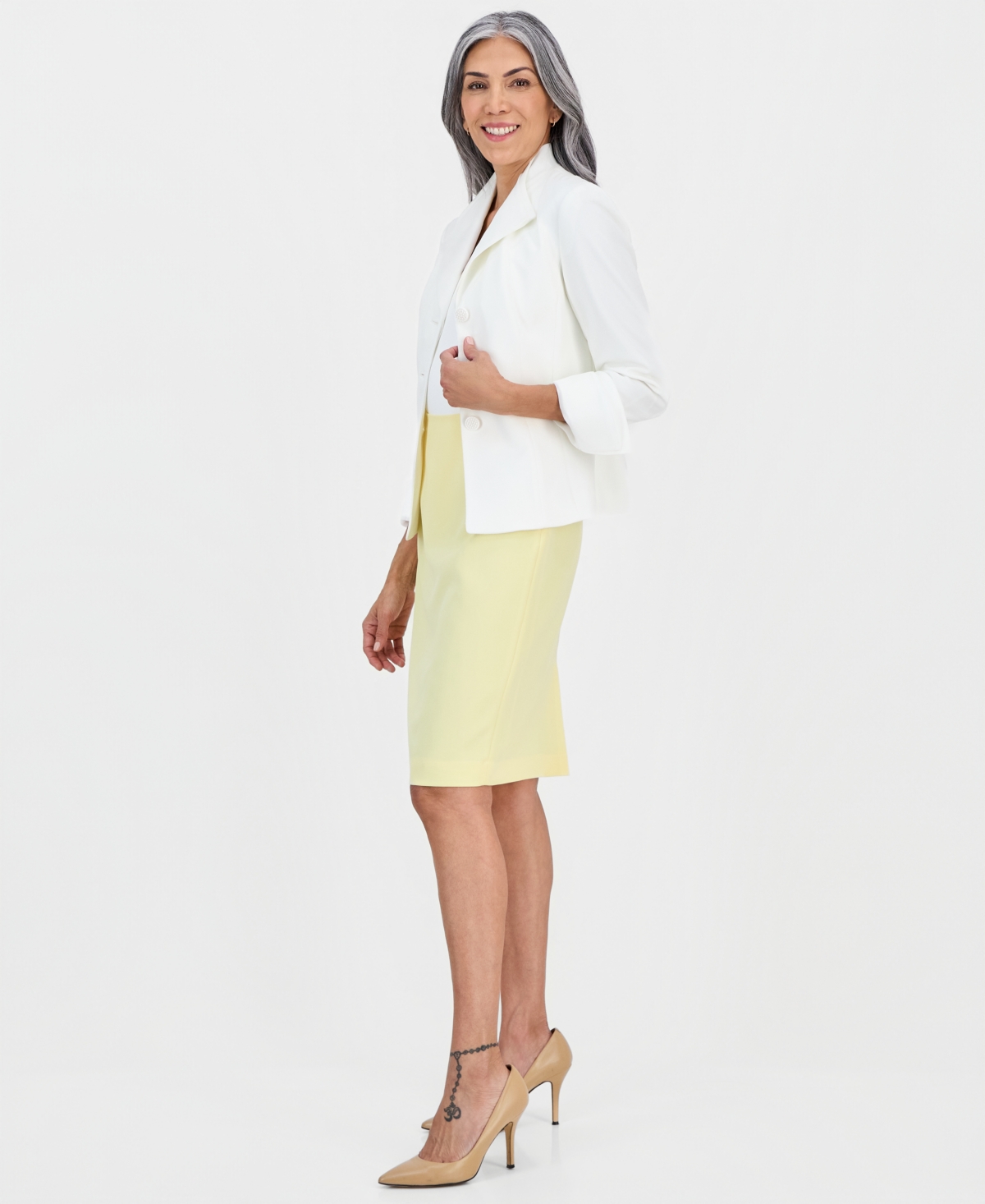Kasper Women's Zip-Back Stretch Crepe Pencil Skirt