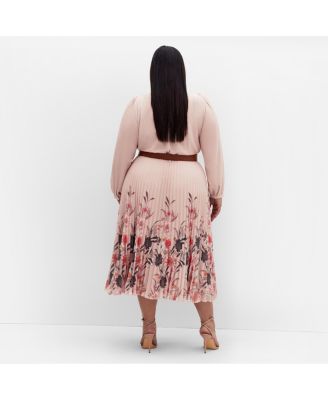 Plus Size Love Pleat Border Dress