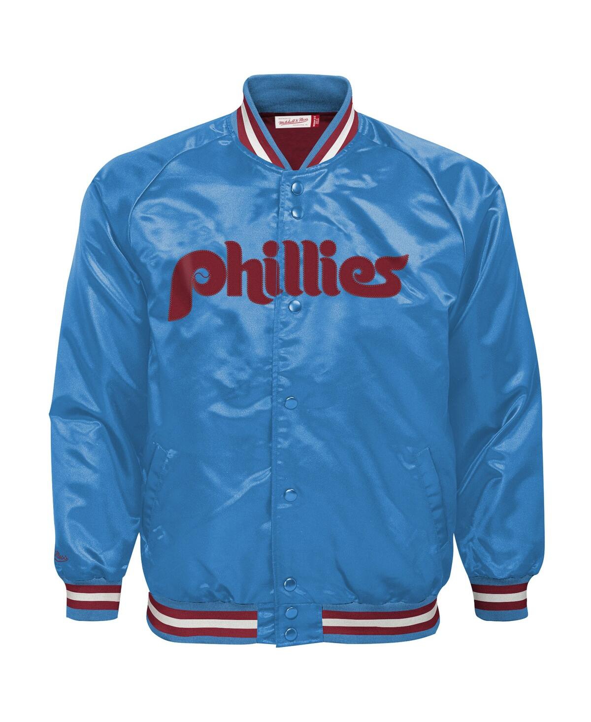 Mitchell & Ness Big Boys And Girls Light Blue Philadelphia Phillies Cooperstown Collection Raglan Satin Full-snap Ja In Blue