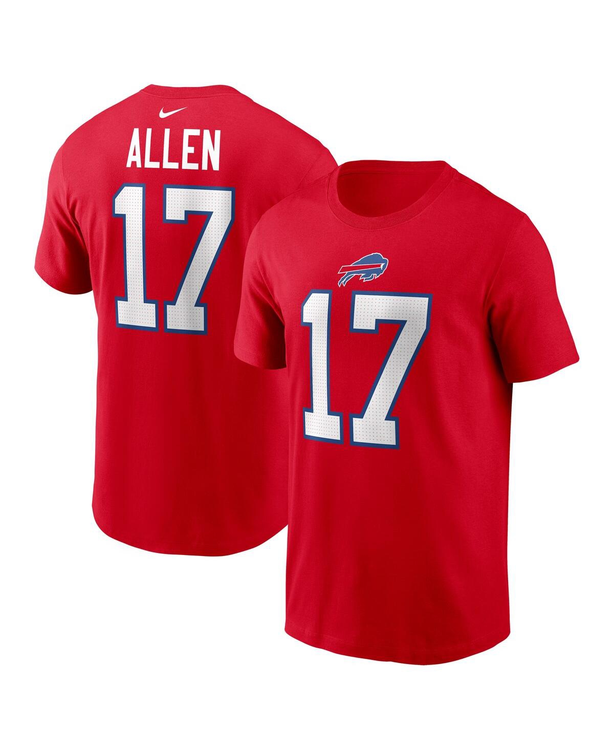 Nike Men's Josh Allen Red Buffalo Bills Player Name Number T-Shirt