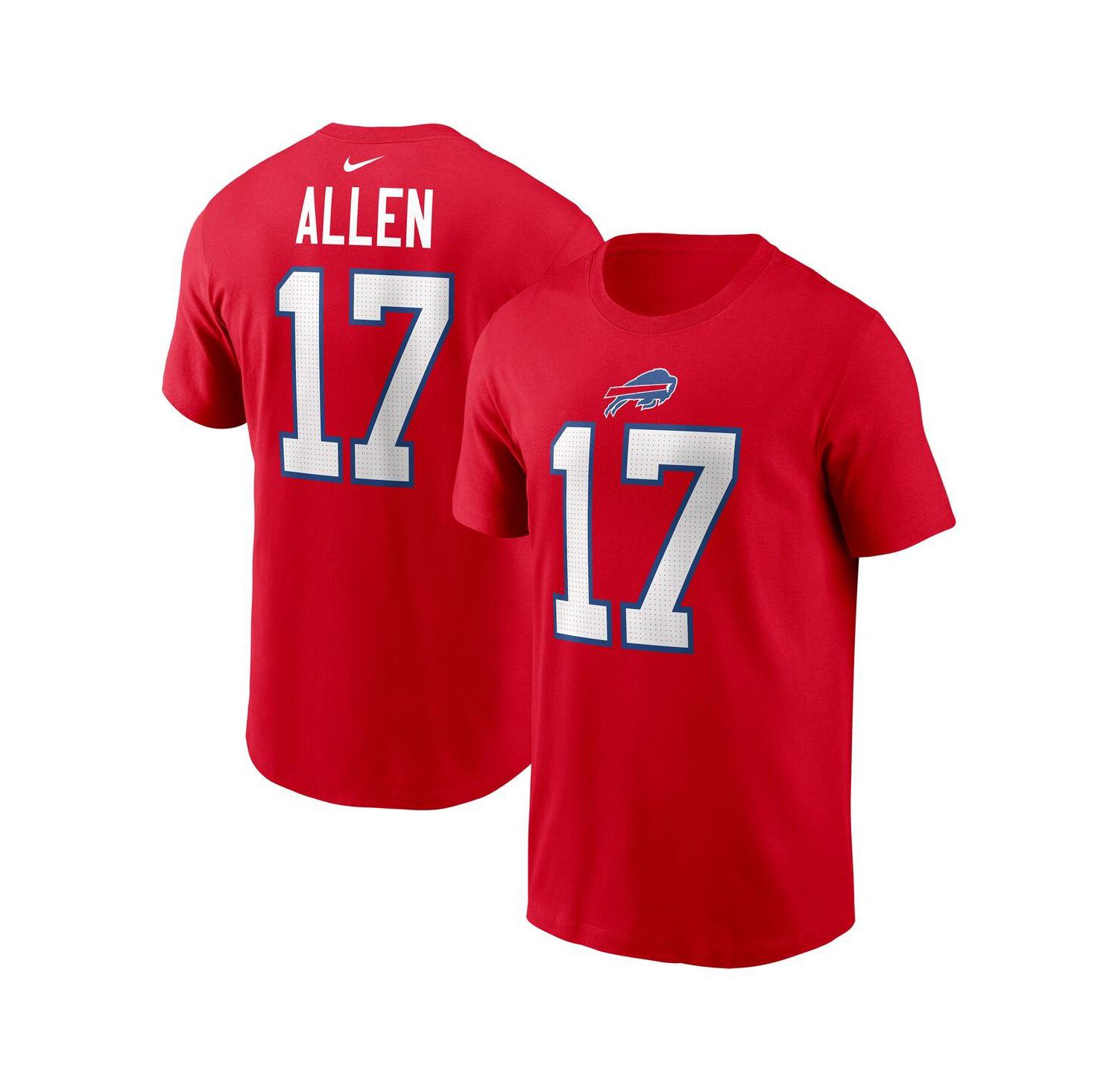 Men's Josh Allen Red Buffalo Bills Player Name & Number T-Shirt
