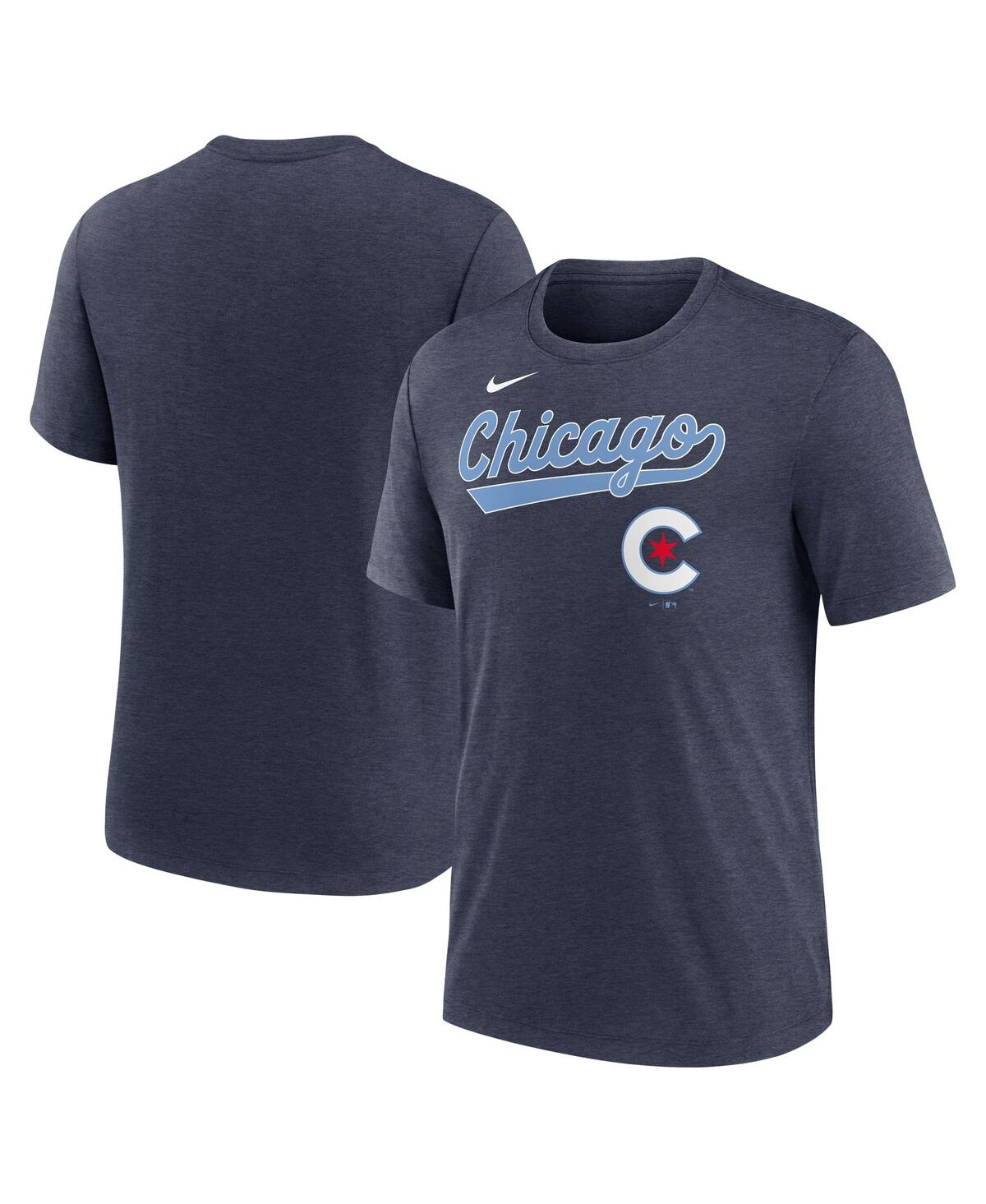 Nike Men's Heather Navy Chicago Cubs City Connect Tri-Blend Dri-fit T-Shirt