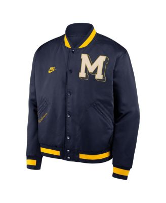 Men's Navy Michigan Wolverines Legacy Full-Snap Bomber Jacket
