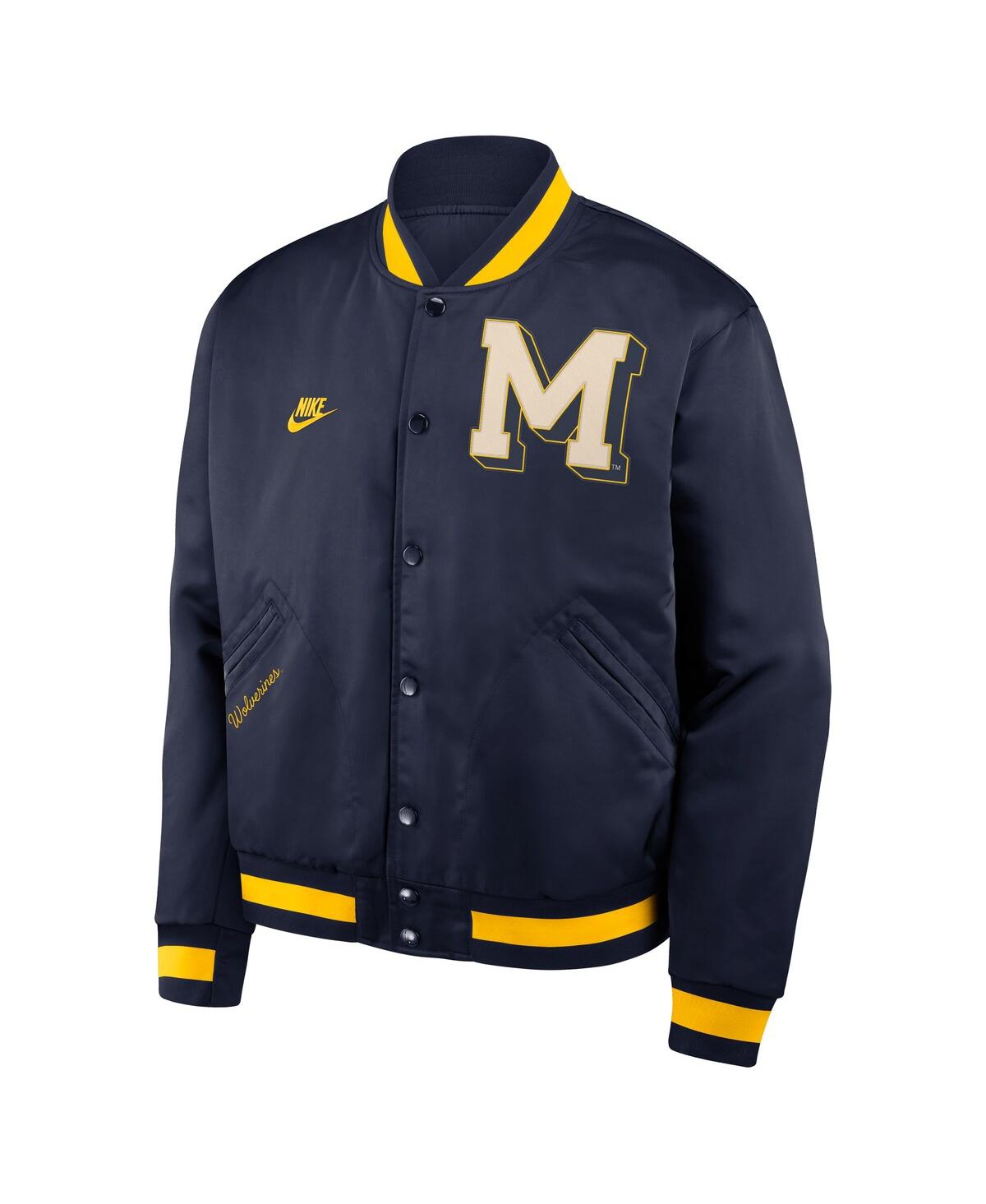 Nike Men's Navy Michigan Wolverines Legacy Full-snap Bomber Jacket In Blue
