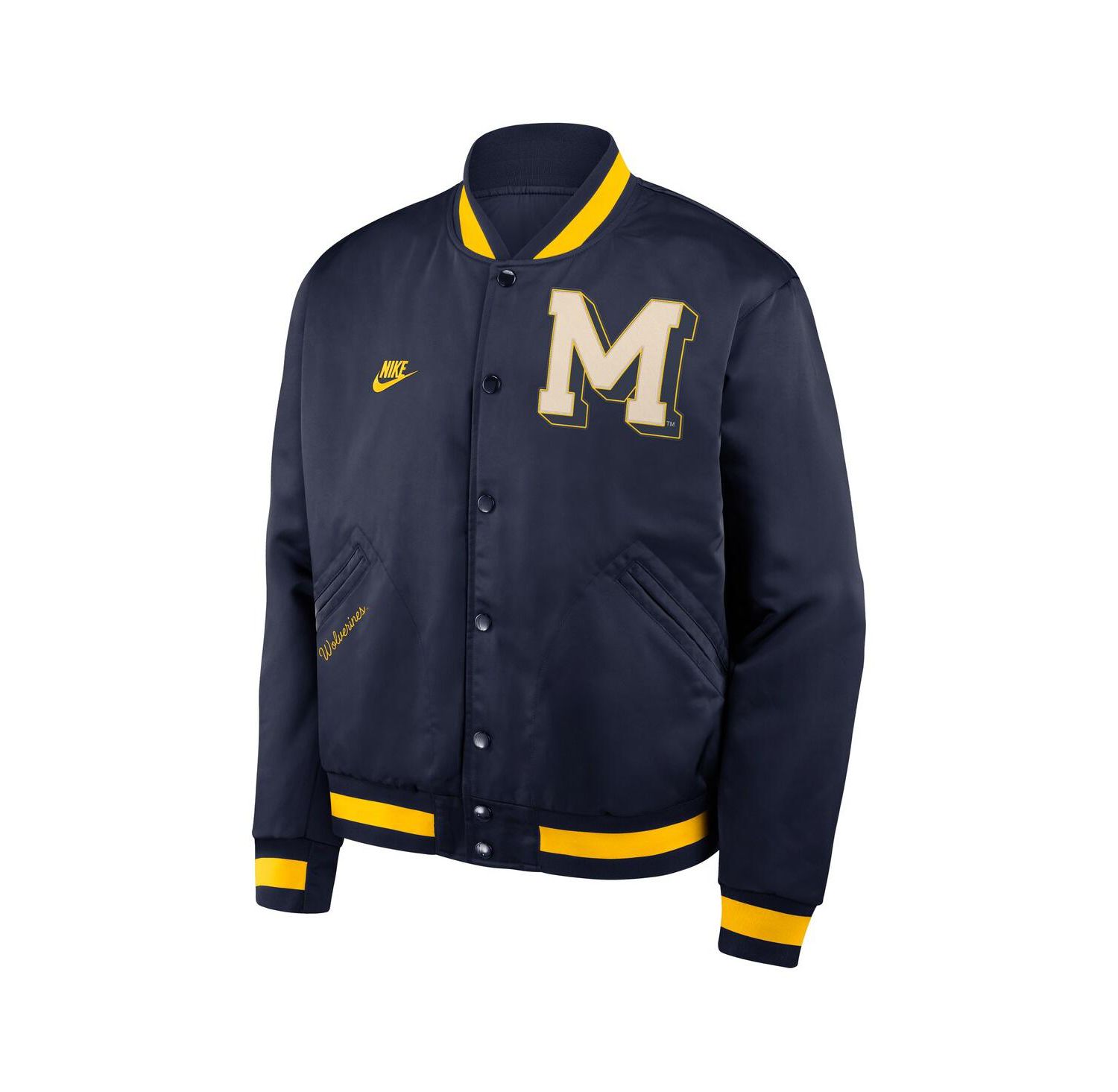 Men's Navy Michigan Wolverines Legacy Full-Snap Bomber Jacket