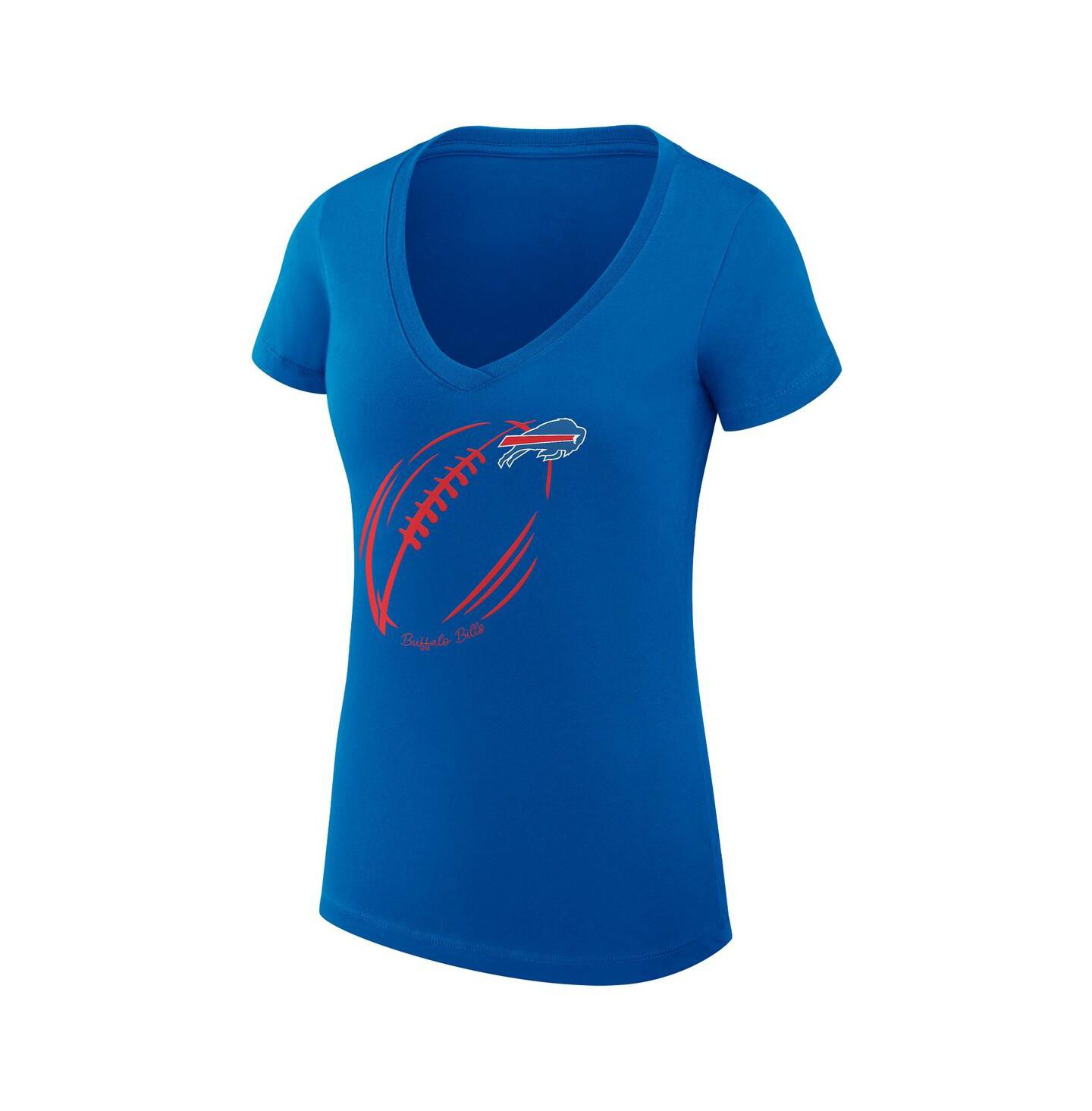 Женская футболка G-III 4Her by Carl Banks Royal Buffalo Bills Super-Slim Fit Lightweight Subtle Football V-Neck — фото 2